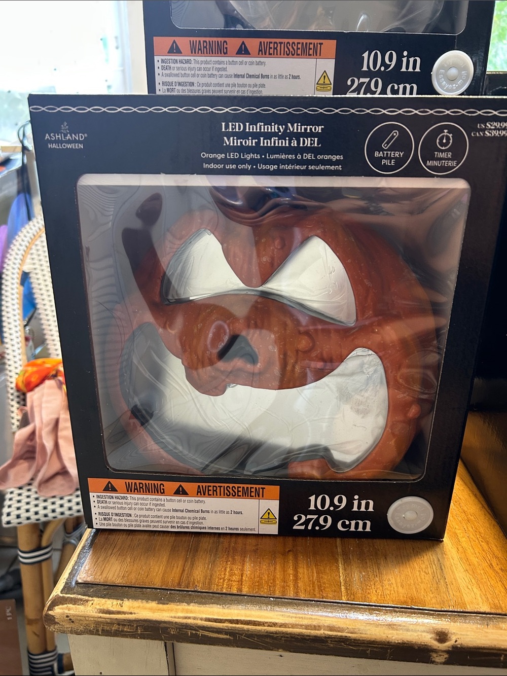 Ashland Halloween LED Pumpkin Infinity Mirror - Orange